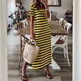 thumbnail image 3 of WILLBEST Vestidos con Curvas para Mujer, Vestido Largo de Verano A Rayas, Manga Corta, Cuello En V, Informal, Suelto, Largo, para Playa, con Abertura Chica, 3 of 3