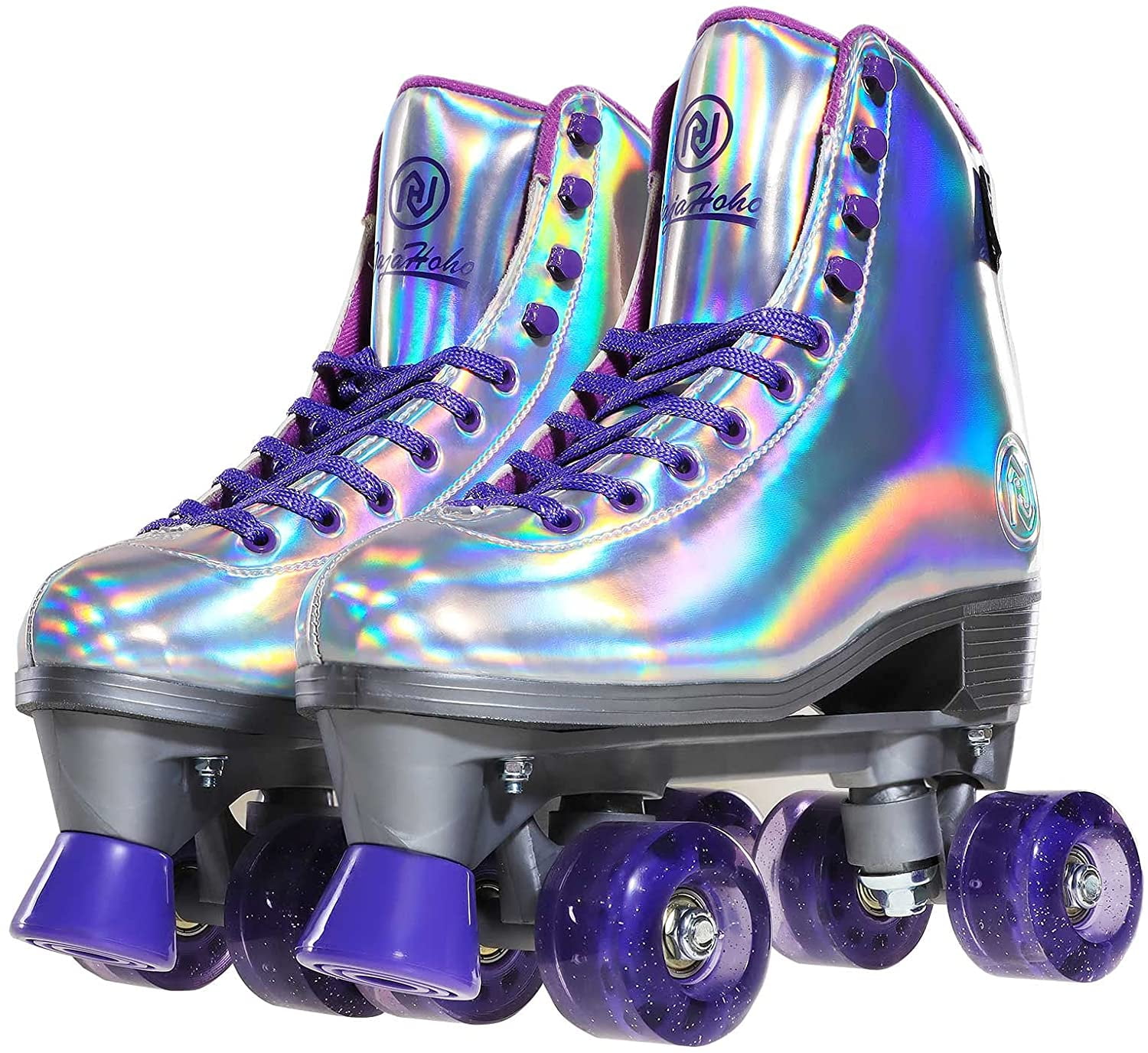 Gets Women's Roller Skates PU Leather High-top Roller Skates Four-Wheel Roller Skates Double Row Shiny Roller Skates for Indoor Outdoor