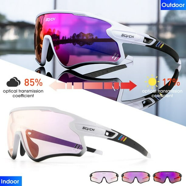 SCVCN gafas fotocromaticas de ciclismo para hombre y mujer lentes de sol deportivas para correr y montar en bicicleta de montana color rojo y azul UV400 qiuyongming unisex Walmart en linea