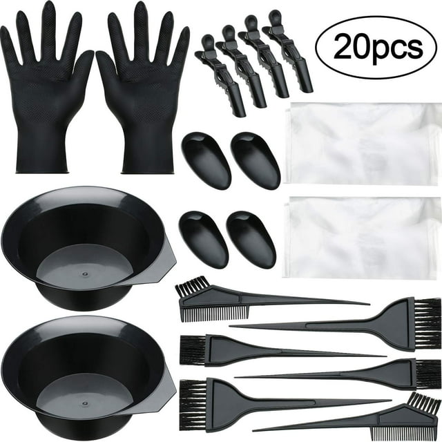 20pcs Hair Dye Kit Hair Coloring Set Salon Tools Hair Color Mixing Cape Tint Brush