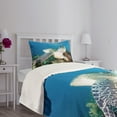 thumbnail image 3 of Ambesonne Underwater Quilted Bedspread Set 2 Pcs, Green Turtle Coral, Twin Size, Blue Green White, 3 of 5
