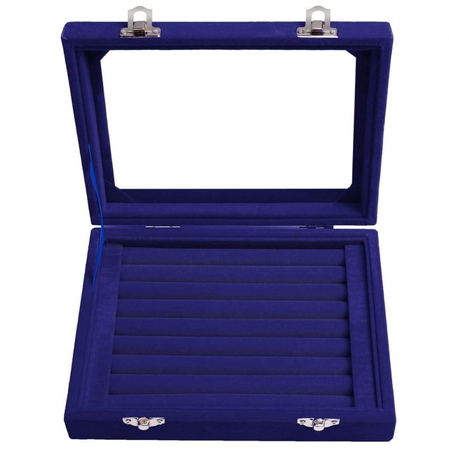 7 Slot Velvet Jewelry Rings Display Tray Earring Storage Case Jewelry Storage Box