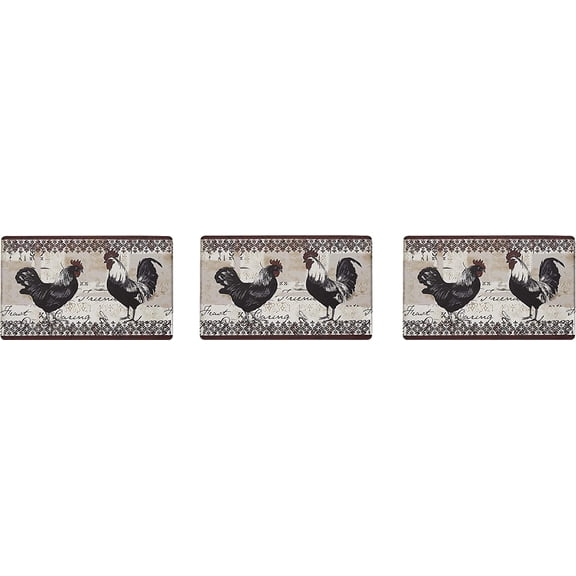 Achim Home Furnishings Anti Fatigue Mat, 18" x 30", Rooster, Multi (Pack of 3)