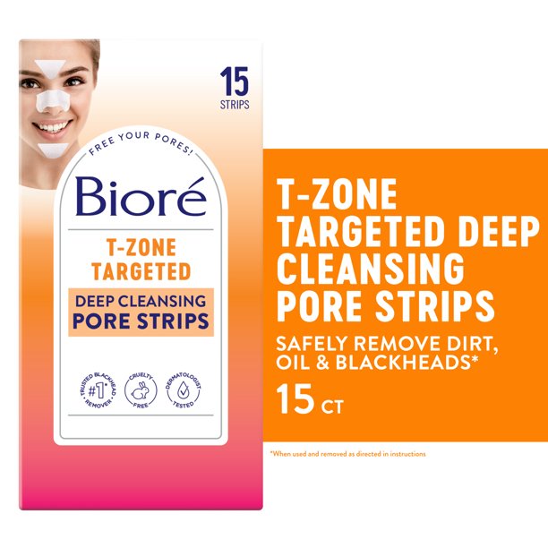 Biore TZone Targeted Deep Cleansing Blackhead Remover Pore Strips, 5