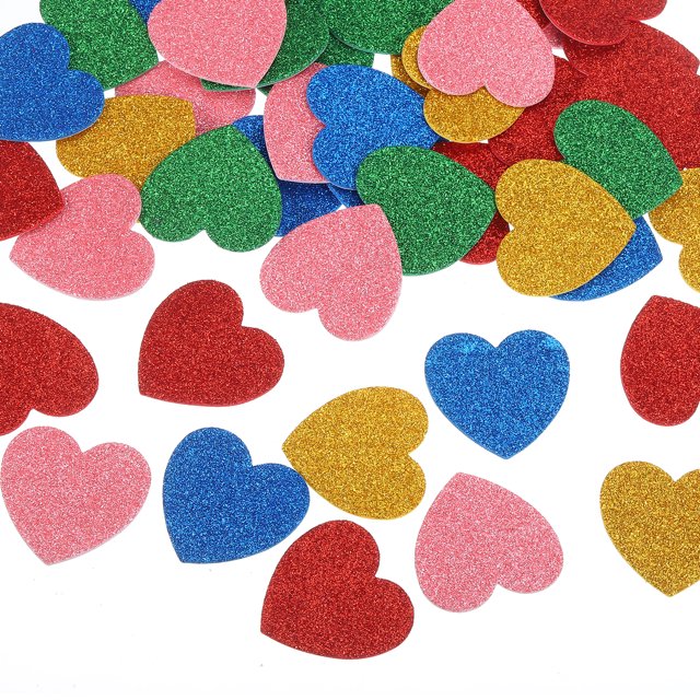 Uxcell 100Pcs Glitter Foam Stickers 1.8" Self-Adhesive Star-Shape Stickers Multicolor