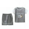 thumbnail image 1 of Hiiyo Infant Boy's Outfits Tracksuit Basketball Performance Sports Shorts Sets Summer 2-Piece Set, 1 of 2