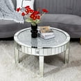 thumbnail image 4 of SHYFOY Modern Crystal Inlay Round MDF Glass Coffee Table, Silver, 4 of 9