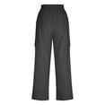 thumbnail image 7 of KHONTS Women's Linen Pants with Cargo Pockets Straight Wide Leg Summer Pants Elastic High Waist Casual Trousers GY2 S, 7 of 7