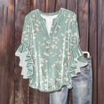 thumbnail image 4 of ICHUANYI Womens 3/4 Length Sleeve Tops Summer Ruffle Sleeve Blouses V-Neck Lace T-Shirts Dressy Casual Top, 4 of 6