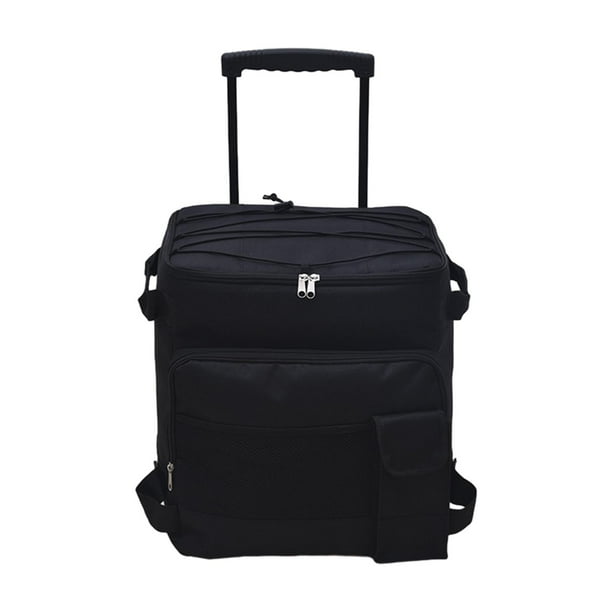 Carro enfriador con ruedas Enfriador con ruedas con bolsillo Bolsa térmica a prueba de fugas Bolsa térmica plegable aislada para parques Senderismo al Negro