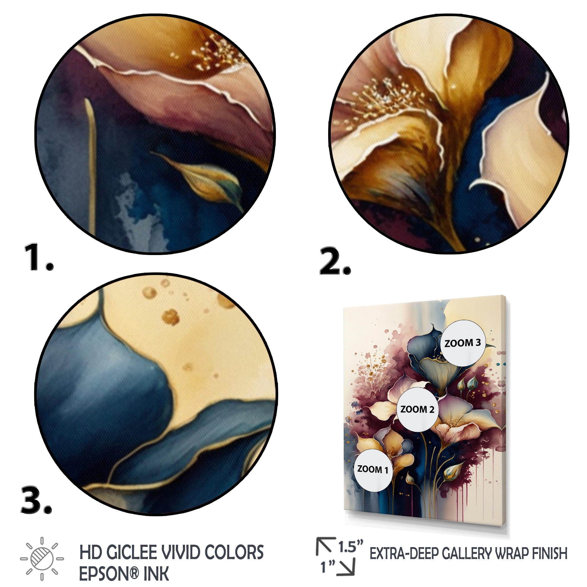 Designart Blue And Burgundy Cally Lily Bouquet I Canvas Wall Art