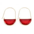 thumbnail image 2 of 20 pc Brass Glass Hoop Earrings Faceted Half Round Golden Mixed Color 46mm Pin: 0.8mm, 2 of 3