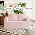 thumbnail image 6 of Homall Cloud Boneless Corduroy Sofa Loveseat Double-seater Couch Lounge Floor Chair for Bedroom,Pink, 6 of 7