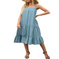 thumbnail image 2 of Robe Maxi Ample à Volants Sans Manches à Bretelles Épaisses Réglables pour Femmes avec Poches, 2 of 7