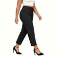 thumbnail image 6 of Cagogo Women Plus Size High Waisted Capri Pants with Pockets Solid Straight Leg Cropped Trousers Elegant Office Casual Summer Lounge Pants, Black 3XL, 6 of 8