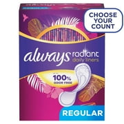 Always Radiant Daily Liners Light Absorbency, Regular Length, 96CT