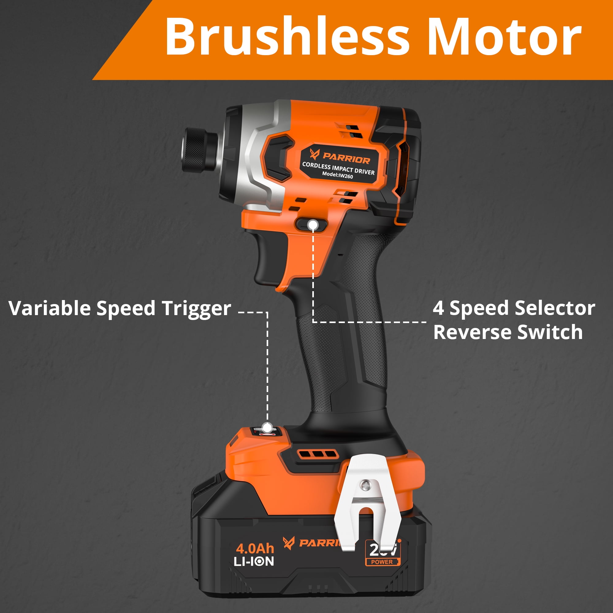 Parrior Cordless Electric Screwdriver, 30pc 20V Power Drill Set with Battery and Charger, 230N.M Brushless Motor for Home Office DIY Tools