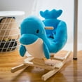 thumbnail image 2 of Kinbor Kids Rocking Horse Plush Dolphin Ride On Toy with Sound & Seat Belts, Blue, 2 of 8