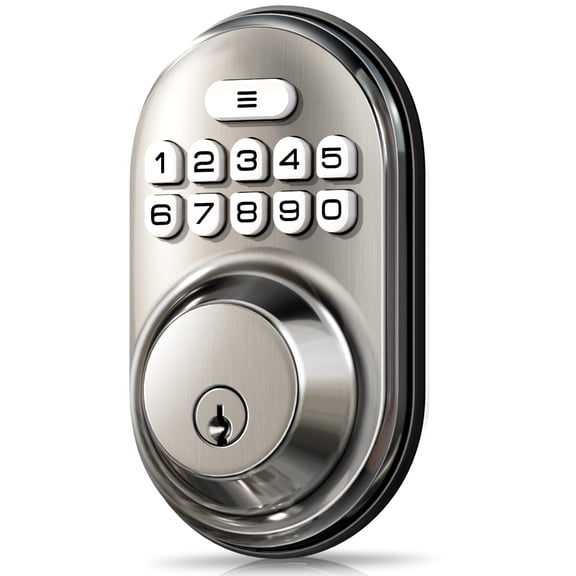 Veise RZ-A Electronic Keypad Deadbolt Door Lock, Satin Nickel Keyless Entry for Front Door, 20 Codes, Auto Lock, One-time Codes, 365 Days Battery Life, BHMA Certified, IP54 Waterproof