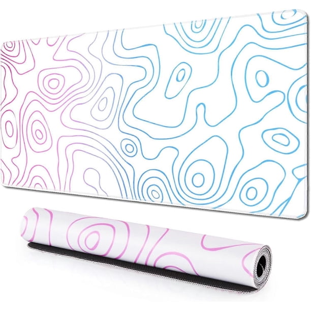 Topographic Mouse Pad, Large Gaming Mouse Pad, Non-Slip Rubber Base Water-Resistant Desk Mat for Computer Keyboard, 35x 15in Extended Desk Pad with St