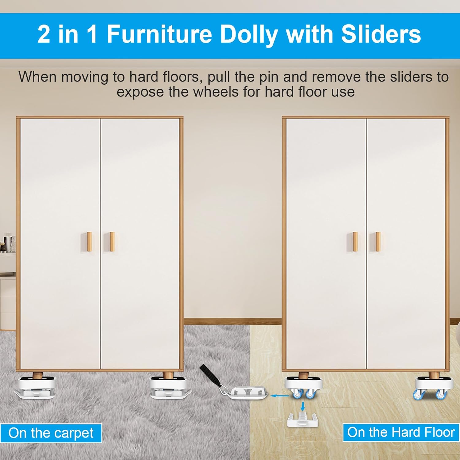 New Upgrade Furniture Sliders, Furniture Movers with Wheels, Furniture Lift Mover Tool Set with 360 °   Rotatable Wheels, Furniture Dolly for Moving Heavy Duty Sofa, Bed, Load Capacity Up to 750lb