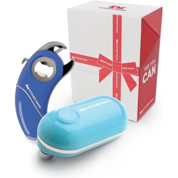Kitchen Mama Mini Electric Can Opener and 6-in-1 Multifunction Opener Gift Set