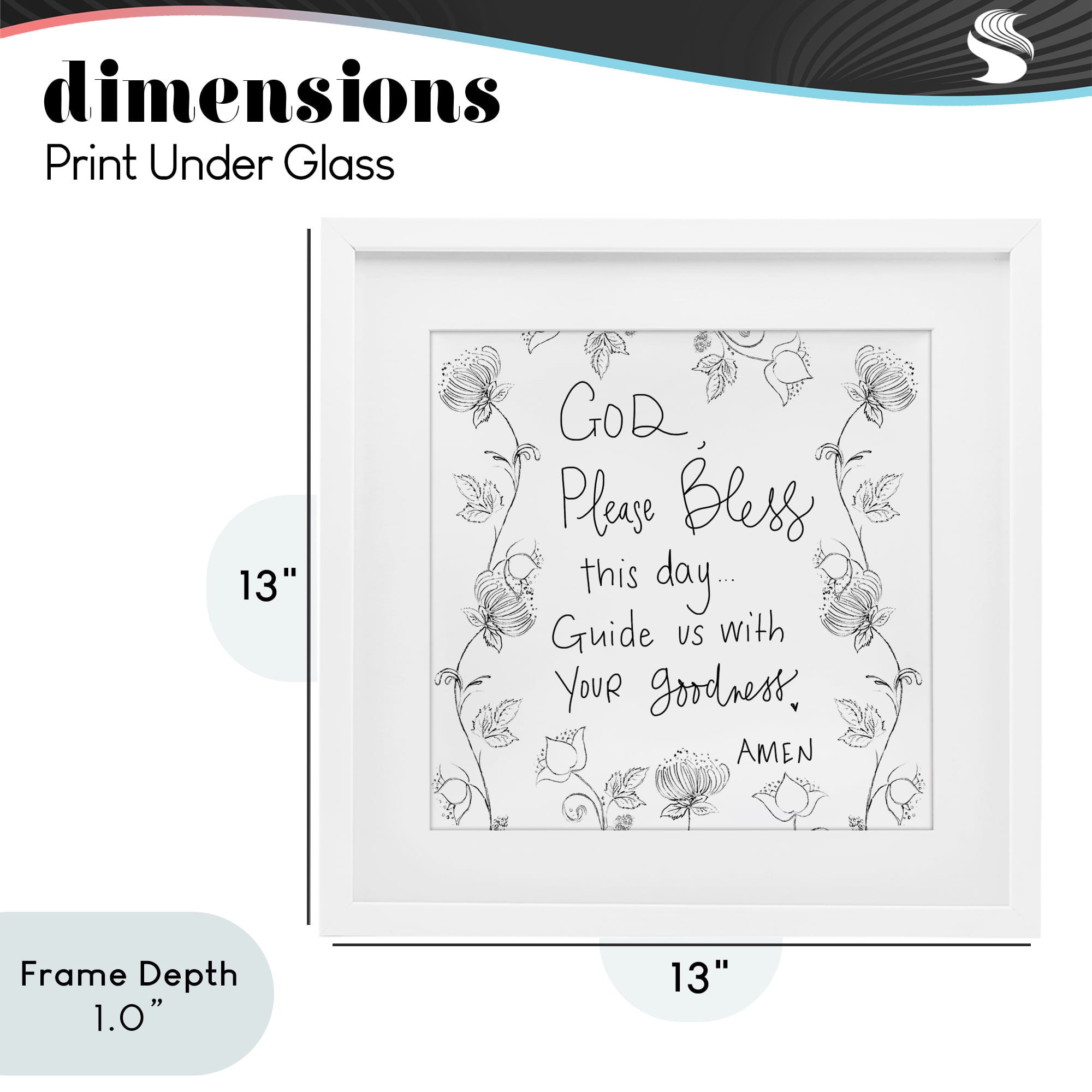 Stupell Industries God Bless This Day White Framed Print Under Glass, design by Patricia Pinto