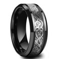 thumbnail image 1 of Anillo de acero inoxidable negro de Color plateado para hombre a la moda, anillo multifacético con ranura para hombre y mujer, anillo de compromiso, regalos de aniversario Dengxun unisex, 1 of 2