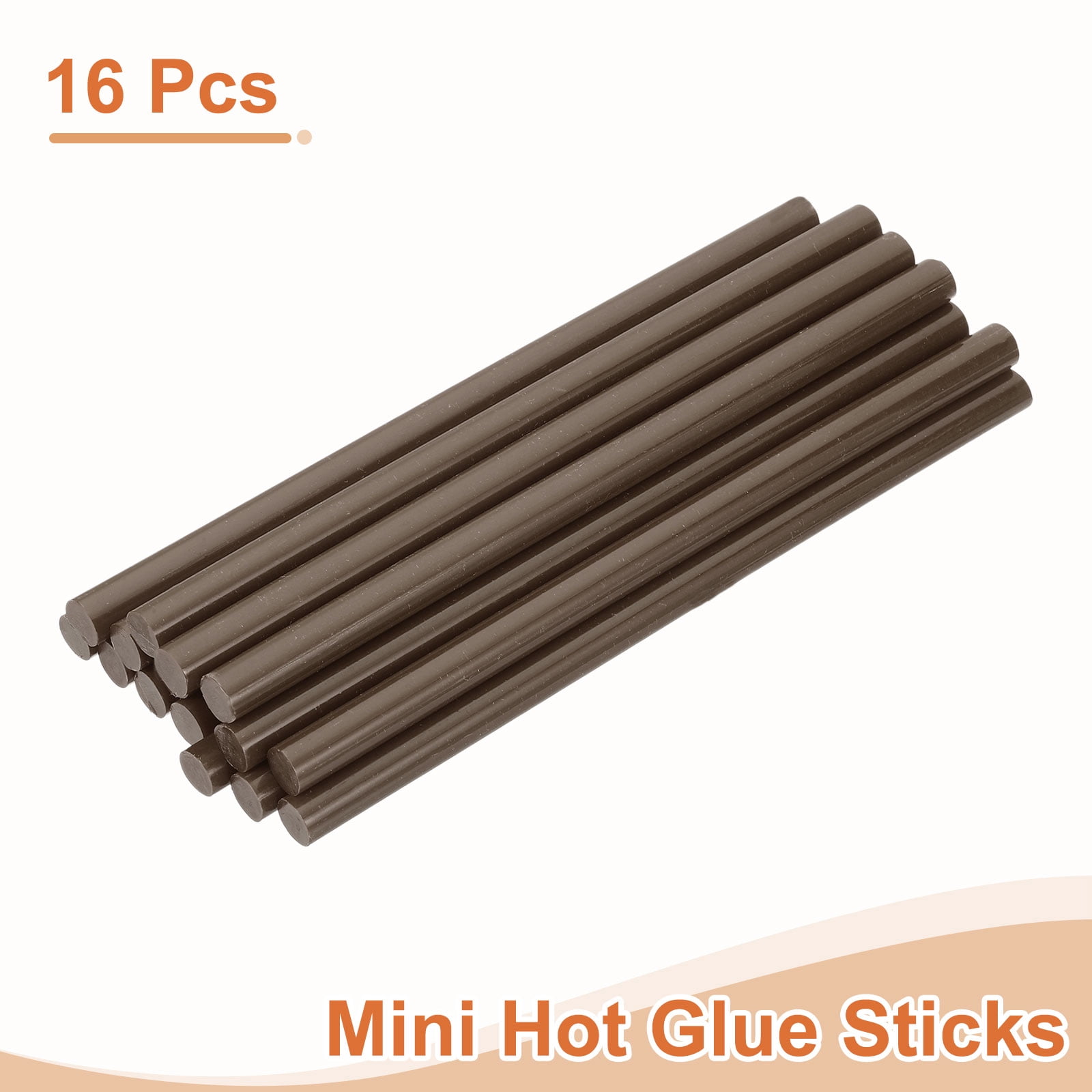 16 Pack Mini Hot Glue Sticks, 0.43" Dia x 7.87" Long EVA Glue Gun Sticks, Coffee for DIY Projects