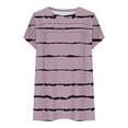 thumbnail image 4 of Womens Striped Tops with Pleats Cap Sleeve Crewneck Basic Tees Tunic T Shirts for Women Summer Casual (M, Pink), 4 of 7