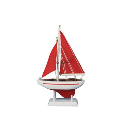 Handcrafted Model Ships Sailboat9-105 Pacific Sailor Red - Red Sails 9 in. Model Ship Decorative Accent