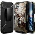 thumbnail image 6 of Boost Mobile Celero 5G Phone Case with Tempered Glass Screen Protector (Full Coverage), Nagebee Belt Clip Holster with Built-in Kickstand, Heavy Duty Shockproof Armor Rugged Case (Deer), 6 of 6