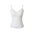 thumbnail image 4 of Women French Lace Cami Tank Top with Built-in Padded Bra, Wireless Slim Fit Shaping Camisole, V-Neck Back Shaping Layering Vest, Thin Straps Breathable Summer Sheer Inner Top White XXXL(XXXL), 4 of 5