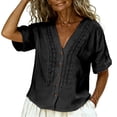 thumbnail image 6 of Kelon Short Sleeve Womens Linen Cotton Tops Vacation Casual Outfits Blouses Dressy Casual Summer Outfits 2026, 6 of 7