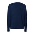 thumbnail image 5 of AOMPMSDX Casual Women 2024 Fall Sweater Long Sleeve Ribbed Knit Pullover Loose Crewneck Batwing Split Sweater Comfy Trendy Winter Tops Outerwear Coats XXXL Navy, 5 of 5