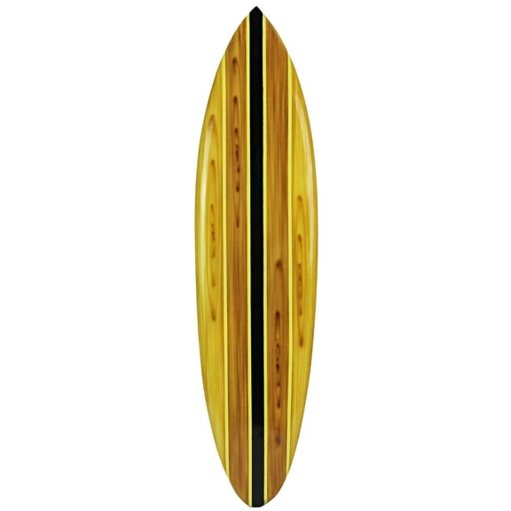 Zeckos Striped Wood Surfboard Wall Decor 39" Beach Surf Board Hang Art - Light Brown