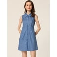 thumbnail image 4 of Vestido Camisero Sin Mangas Con Cinturón Y Lunares Para Mujer Azul S, 4 of 6