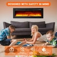 thumbnail image 6 of IDEALHOUSE Electric Fireplace, 59 in Ultra-Thin Wall Mount Insert, 750W/1500W, 12 Flame Color, Touch Screen & Remote, Timer, ETL, Black, 6 of 9