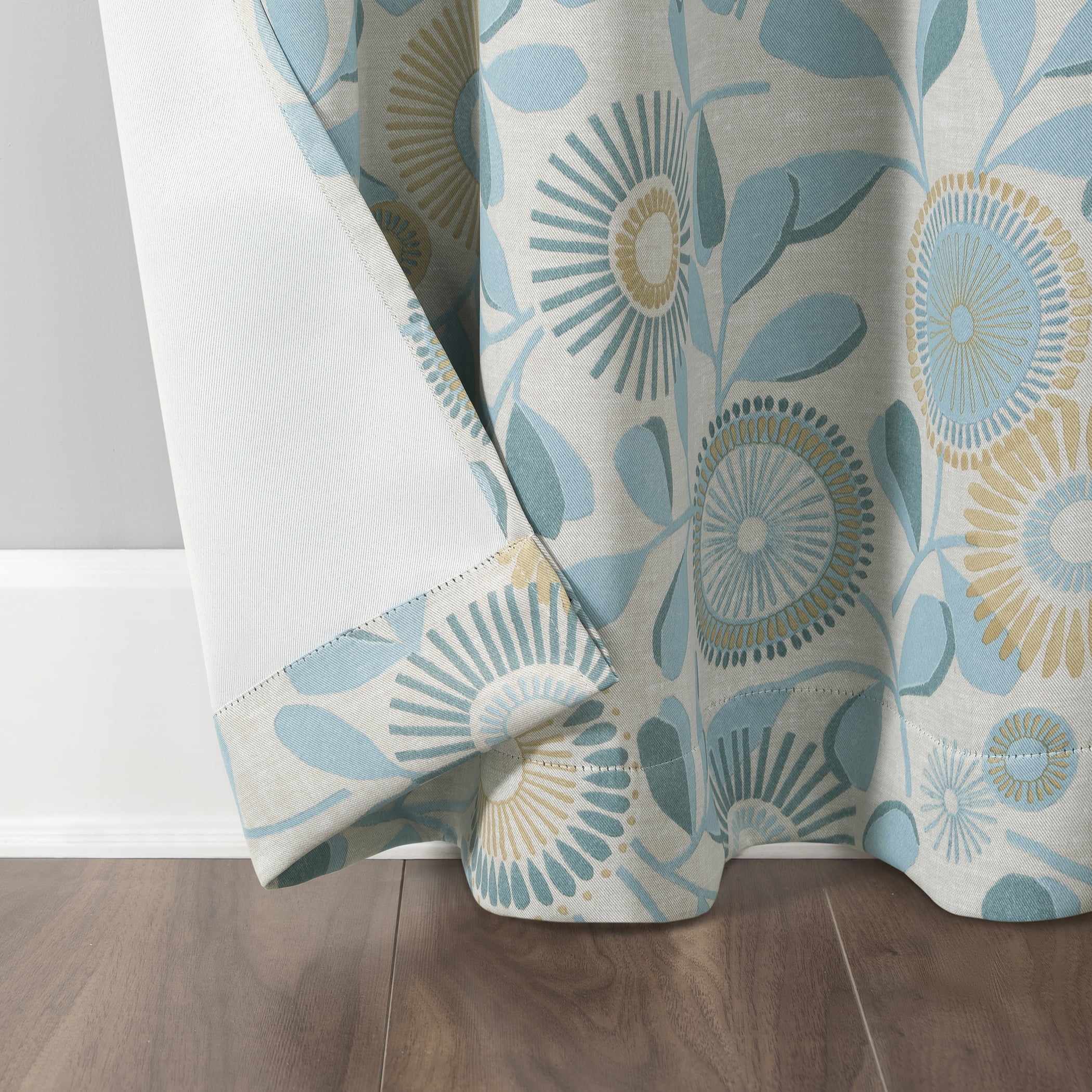 Mainstays Grommet Top Blackout Curtain Panel, 1 Panel, Aqua Print, 40" W x 84" L