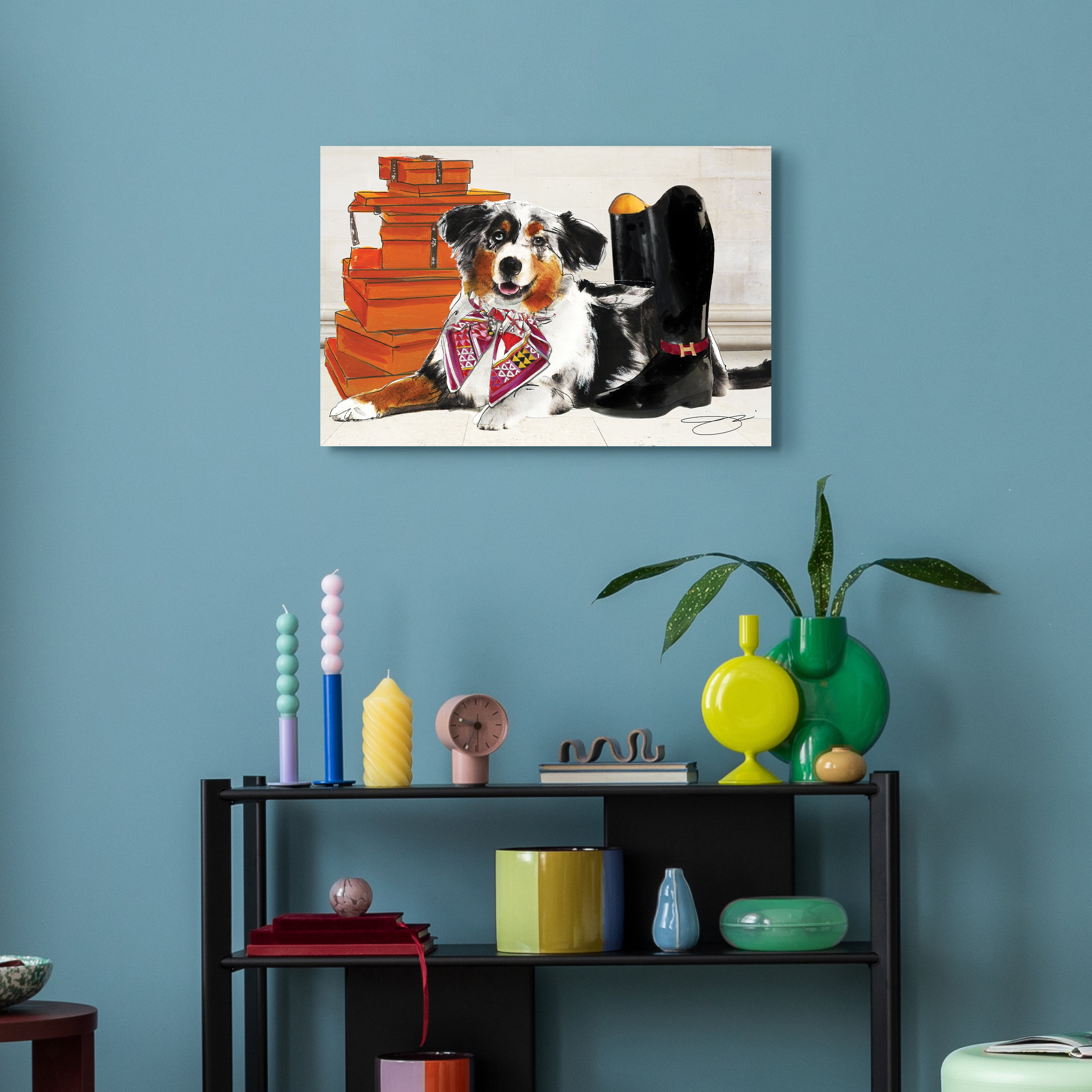 Empire Art Direct Ride in Style Border Collie Frameless Free Floating Tempered Glass Panel Graphic Wall Art, 16" x 24" x 0.2", Ready to Hang