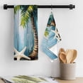 thumbnail image 3 of Coastal Beach Tree Kitchen Towel Dish Cloths Set of 2, Microfiber Soft Kitchen Hand Towels, Ocean Tropical Palm Starfish Blue Green Absorbent Quick Drying Dishcloths 18 x 28 Inches, 3 of 8