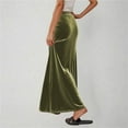 thumbnail image 3 of ZZwxWA Velvet Skirts for Women Dressy Casual Soft Smooth Lightweight Wrap Bodycon Long Skirt Drawstring Elastic Waist Dress, 3 of 5
