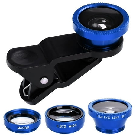 Universal Phone  lens kit, Fisheye + Wide Angle + Macro  Lens Kit Clip On for iPhone & Android