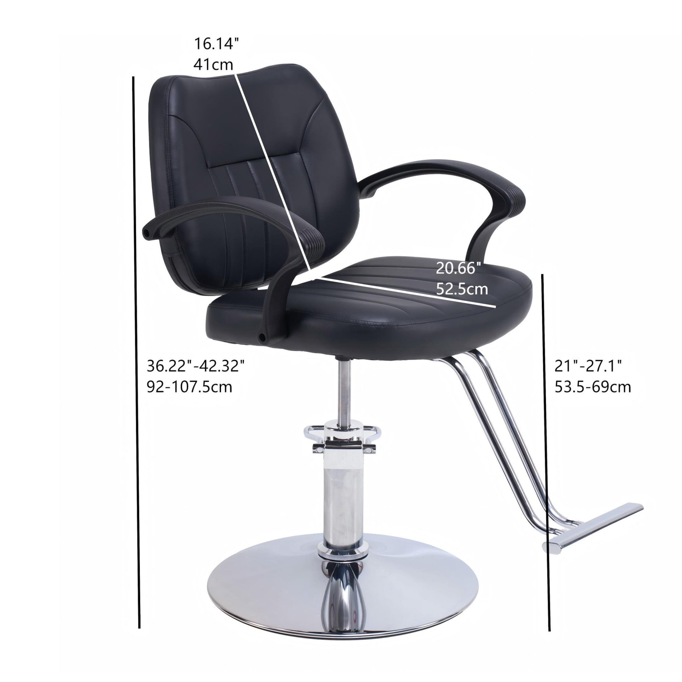Noble House Hydraulic Barber Styling Chair with PU Upholstery, Adjustable Height, Black + Chrome