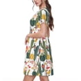 thumbnail image 2 of Haiem Summer Cactus With Blooming Pattern Women's Short-Sleeve Scoop Neck Swing Dress, 2 of 6