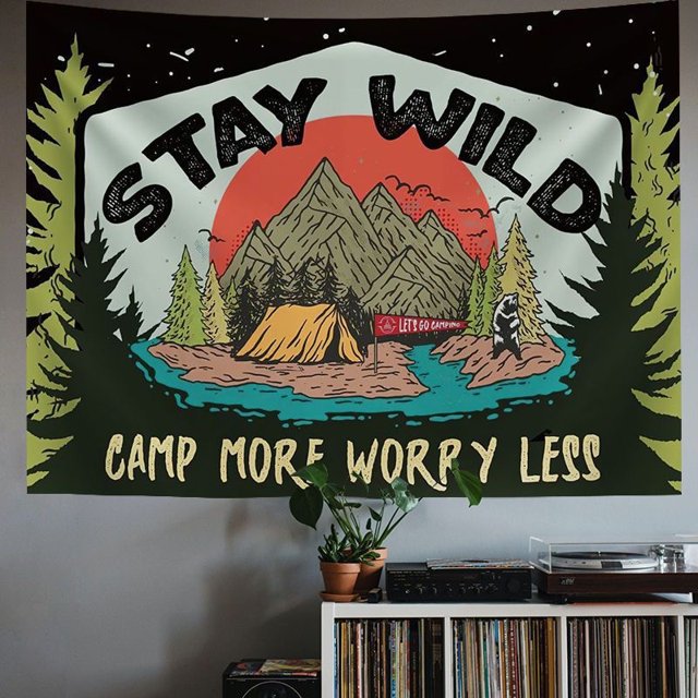 Tapiz para colgar en la pared Camping Stay Wild Mountain, 150 x 130 cm