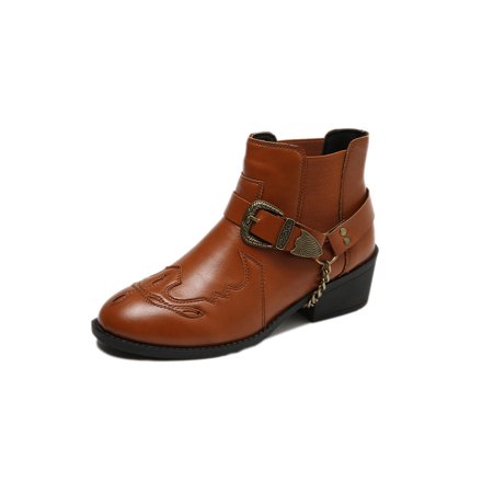 

Harsuny Women Outdoor Comfort Chelsea Boot Pull On Work Shoes Casual Non-Slip Solid Light Brown 8