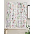 thumbnail image 5 of Pink Spring Floral Bathroom Window Curtain, Flowers Botanical Elegant Grey Checkered Light Filtering Coffee Kitchen Curtains, Bedroom Living Room Curtains 2 Panel 84"x63", 5 of 6