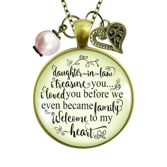 Daughter in Law Necklace Treasure You Family Welcome Gutsy Goodness Adult Female Bronze Metal Jewelry