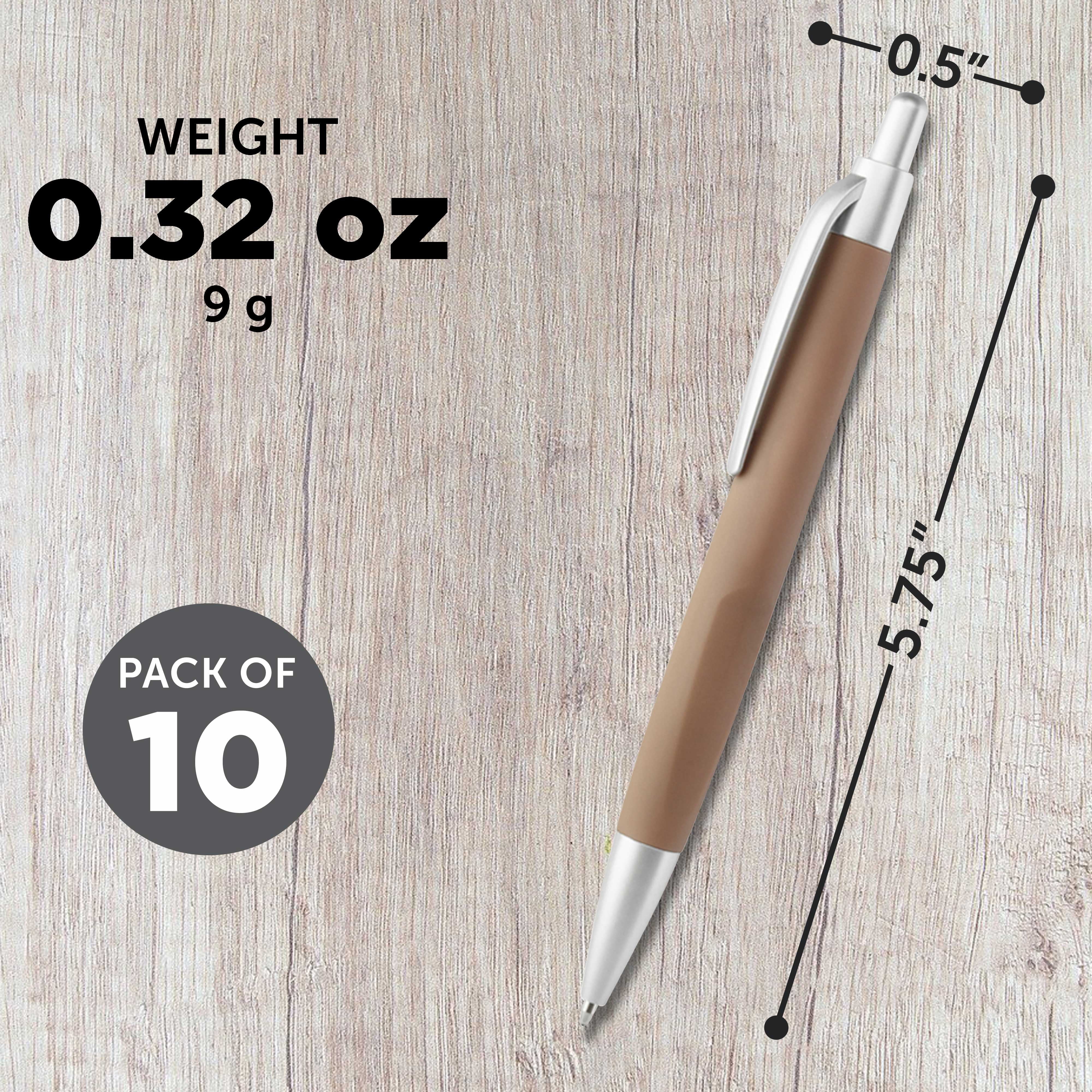 10 Atlas Click Action Pens Pack - Plastic, Black Ink - Brown
